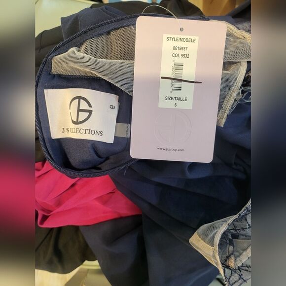 JS COLLECTIONS REILLE KNEE LENGTH BOW DRESS NWT size 6 Navy Blue - Picture 7 of 7